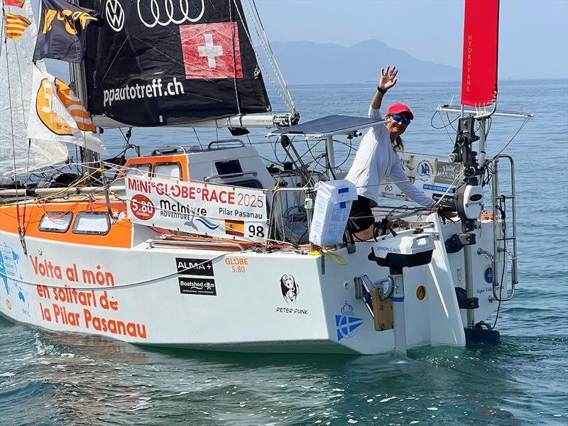 Pilar Pasanau (#98 PETER PUNK / ESP) underway and for first time with everything she needs to perform well, with a replacement spinnaker lost in a previous event, a new Hydrovane windvane and feeling healthy and happy after a food allergy on the first leg - photo © Don McIntyre / MGR2025