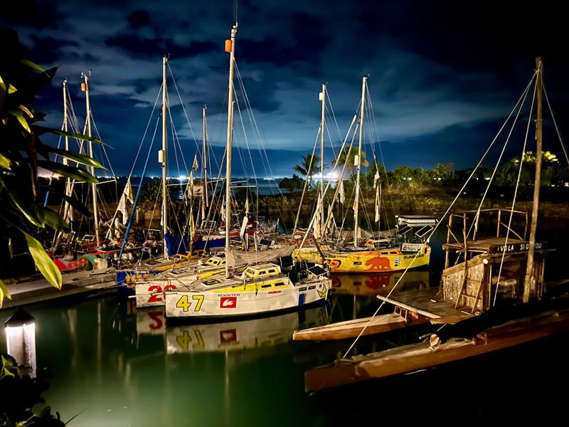 `SECRET COVE` in Vuda Marina is the home of the McIntyre Mini Globe Race fleet. All are welcome to visit. It's causing quite a stir for all other sailors cruising around the world who think.???..you guessed it...THEY ARE ALL CRAZY!! photo copyright Don McIntyre / MGR2025 taken at  and featuring the Class Mini 5.80 class