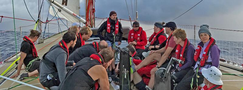 Crossing the Scoring Gate on Qingdao during Leg 1 of the The Clipper Race 2017-18 photo copyright Clipper Ventures taken at  and featuring the Clipper 70 class