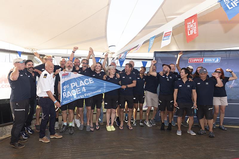 Dare To Lead receive pennant from Steve Parkinson, Rear Commodore of Sail to present prize - Clipper Race 4: Marlow Roaring Forties Challenge photo copyright Clipper Round the World Race taken at  and featuring the Clipper 70 class