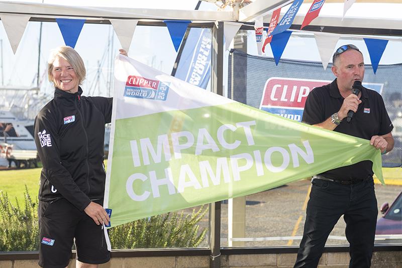 Dianne McGrath, Marlow Ropes Brand Ambassador, accepts award on behalf of Marlow Ropes - Clipper Race 4: Marlow Roaring Forties Challenge photo copyright Clipper Round the World Race taken at  and featuring the Clipper 70 class