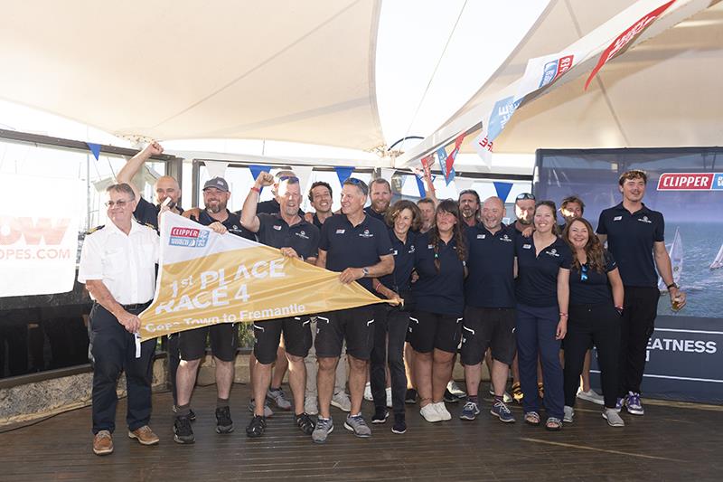 Ha Long Bay, Viet Nam receive their first-place pennant - Clipper Race 4: Marlow Roaring Forties Challenge photo copyright Clipper Round the World Race taken at  and featuring the Clipper 70 class