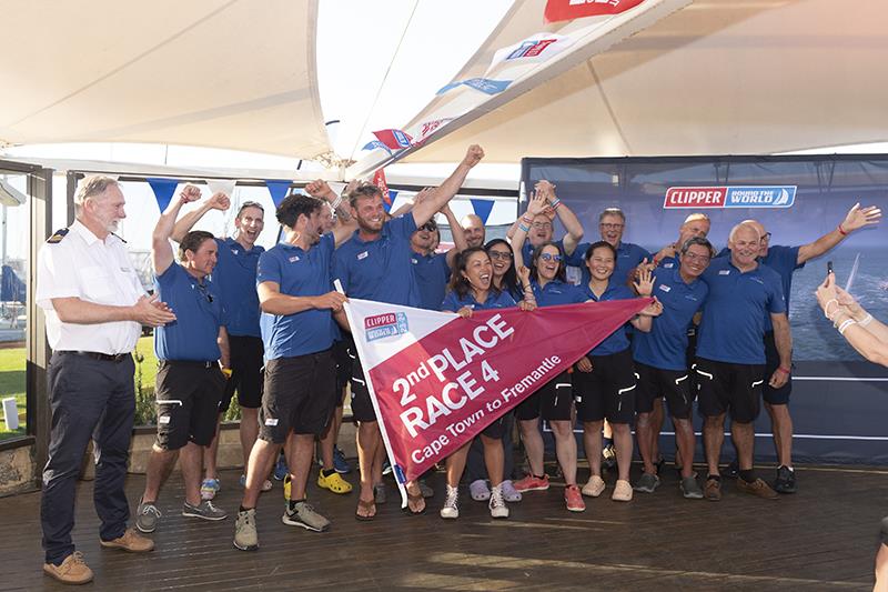 Zhuhai take to the podium to receive second place - Clipper Race 4: Marlow Roaring Forties Challenge photo copyright Clipper Round the World Race taken at  and featuring the Clipper 70 class