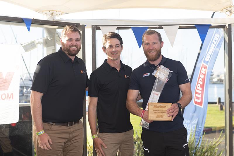 Paddy from Ha Long Bay, Viet Nam receives a plaque and splicing kit from Stephen and Christian from WA Rigging on behalf of Marlow Ropes - Clipper Race 4: Marlow Roaring Forties Challenge - photo © Clipper Round the World Race