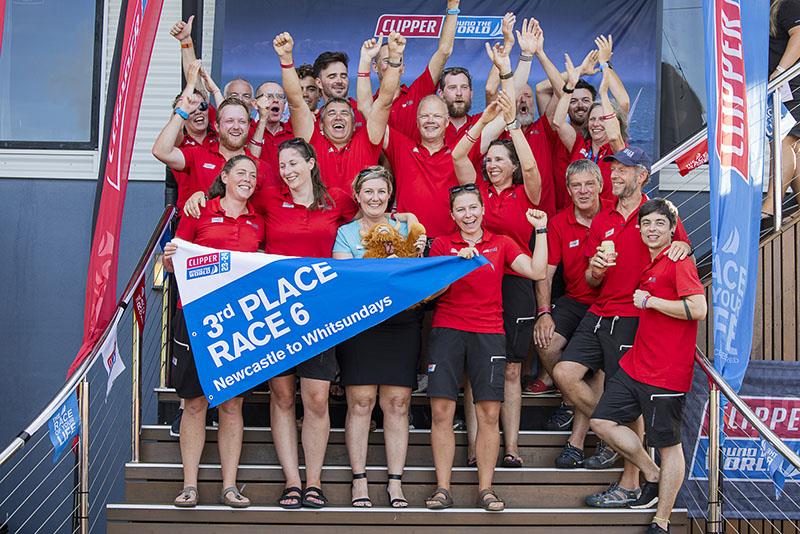 Our Isles and Oceans receives its third place Pennant - Clipper Race 6 photo copyright Brooke Miles Photography taken at  and featuring the Clipper 70 class