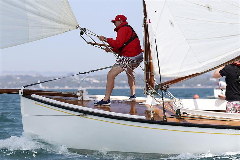 Life on the foredeck of Cheviot with Luke Aulich photo copyright A.J. McKinnon taken at Sorrento Sailing Couta Boat Club and featuring the Couta Boat class