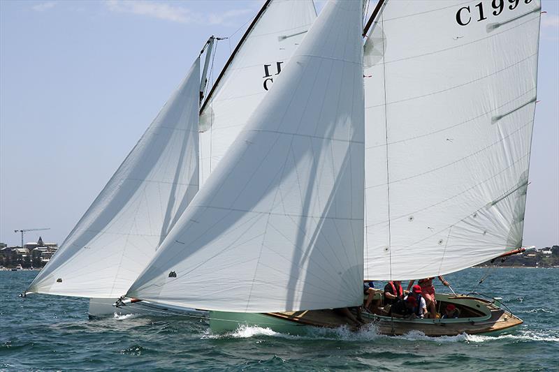 Not much in this with Rhapsody Skippered by Colin Mitchell and Sorrento skippered by Ken Vauhan making their way to the hitch mark photo copyright A.J. McKinnon taken at Sorrento Sailing Couta Boat Club and featuring the Couta Boat class