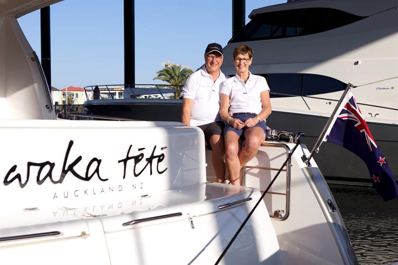 Brian and Cath Carran on their S70 at Maritimo's Hope Harbour facility when they took delivery. - photo © Paul Wilson