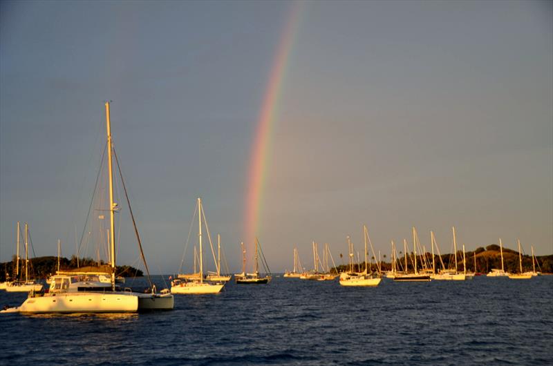 Yachts on anchor in Fiji photo copyright Down Under Rally taken at  and featuring the Cruising Yacht class