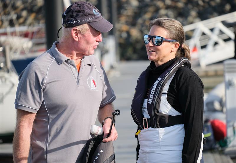 Viki Moore & Naval Point Commodore Willie Newman at Te Ana Marina in Lyttelton photo copyright Peter Moore taken at  and featuring the Cruising Yacht class