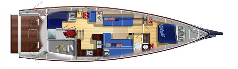 LM46 hull #2 `Arcadia` - Port aft cabin with large starboard lazarette photo copyright Lyman-Morse Boatbuilding taken at  and featuring the Cruising Yacht class