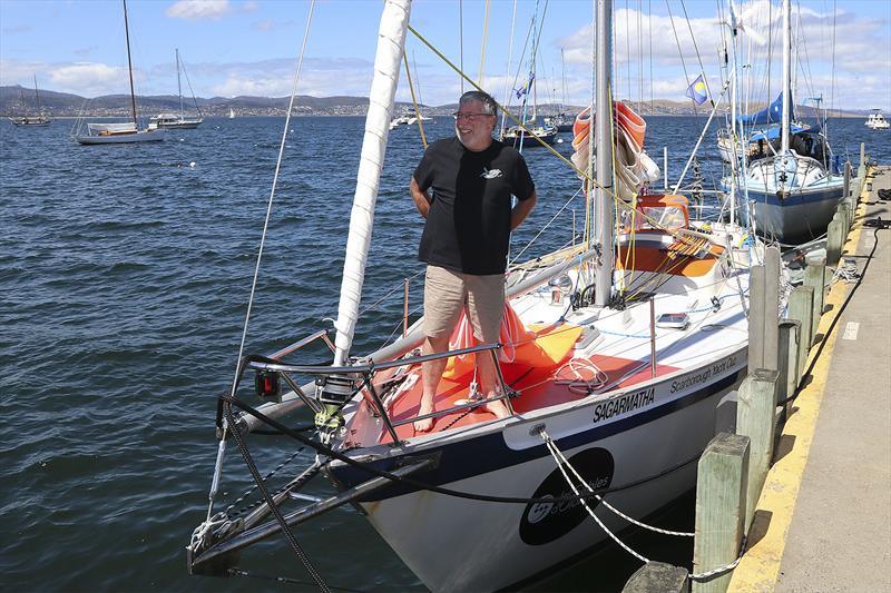 Mike Smith Getting a taste for the GGR aboard Gyy Waites' Sagamatha photo copyright John Curnow taken at Sandy Bay Yacht Club and featuring the Cruising Yacht class
