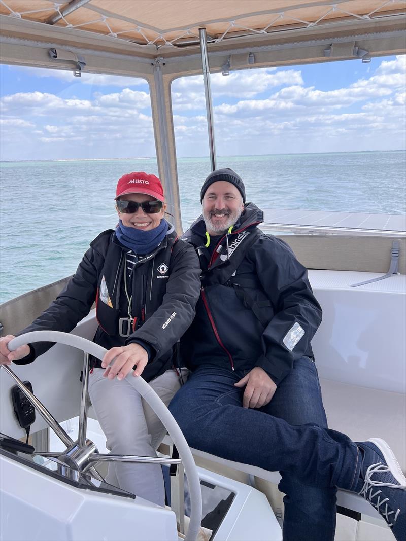 Kim and Duncan's first sea trial & sail on Satellite, off the coast of La Rochelle, France - photo © Kim Lawler