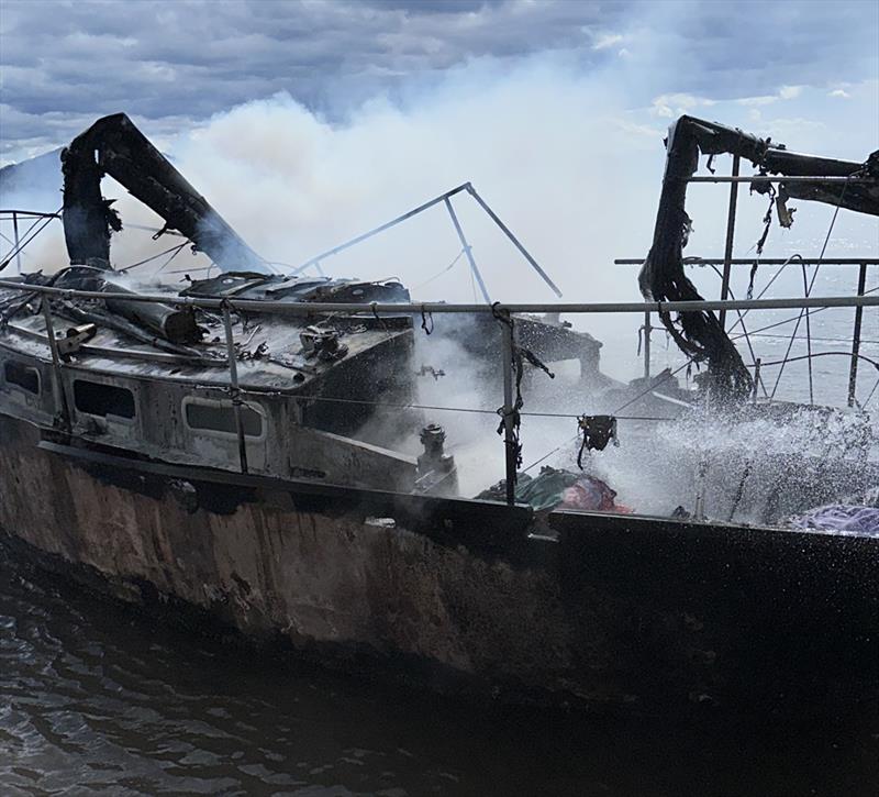 The fire took a couple of hours to extinguish - photo © Marine Rescue NSW