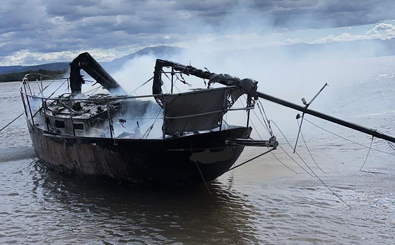 The yacht was destroyed by the blaze - photo © Marine Rescue NSW