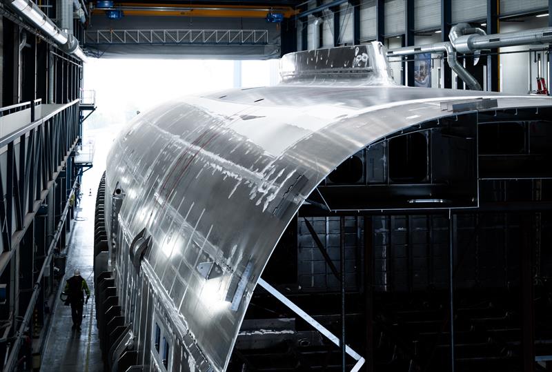 Project 412 in hall 1 at Royal Huisman, Vollenhove - photo © Royal Huisman