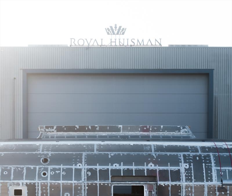 Project 412 rolling out of Hall 1 ahead of hull turning - photo © Royal Huisman