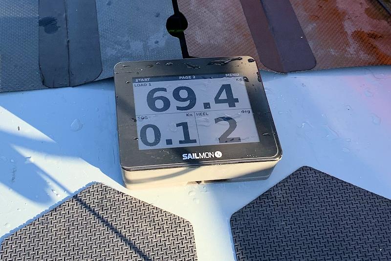 Sailmon MAX with live loads displayed from a Cyclops wireless load sensor - photo © Cyclops Marine