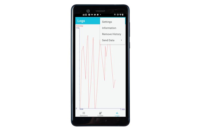 Example data log from a wireless load sensor on Android app photo copyright Cyclops Marine taken at  and featuring the  class