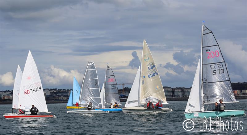 Class 8 after the start during the UBS Jersey Regatta 2017 photo copyright LBJ Photos taken at Royal Channel Islands Yacht Club and featuring the Dinghy class
