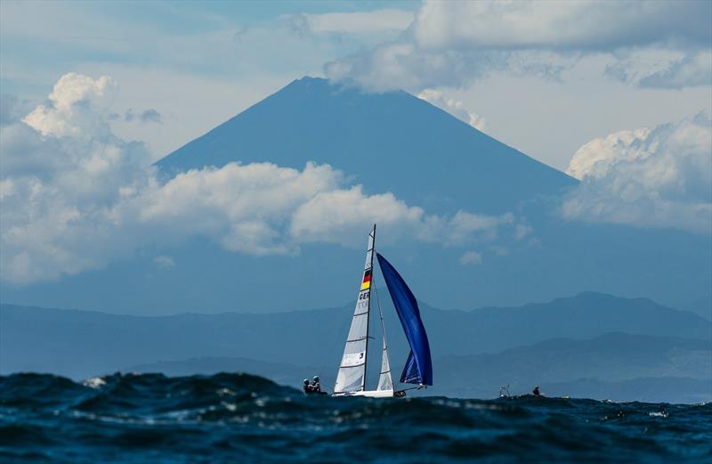 Racing under Mt. Fuji photo copyright Sailing Energy / World Sailing taken at  and featuring the Dinghy class