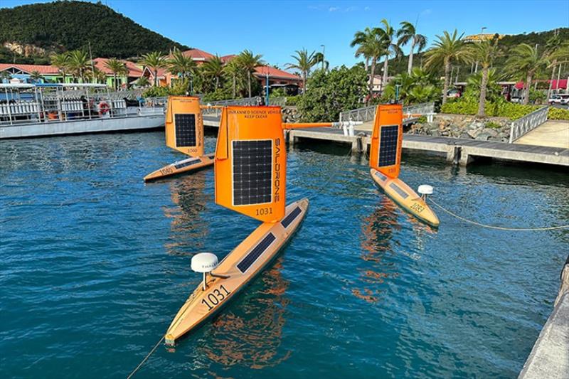 The calm before the storm: Three Saildrone Explorers await deployment in sunny St. Thomas, USVI - photo © Saildrone