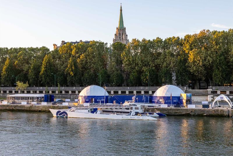Energy Observer docked at the Port du Gros Caillou, in Paris' 7th arrondissement - photo © Energy Observer Productions / Marco Strullu