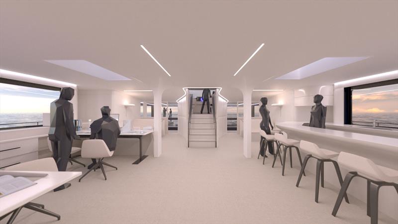 EO3 crew lounge - main cabin - photo © Kadeg Boucher