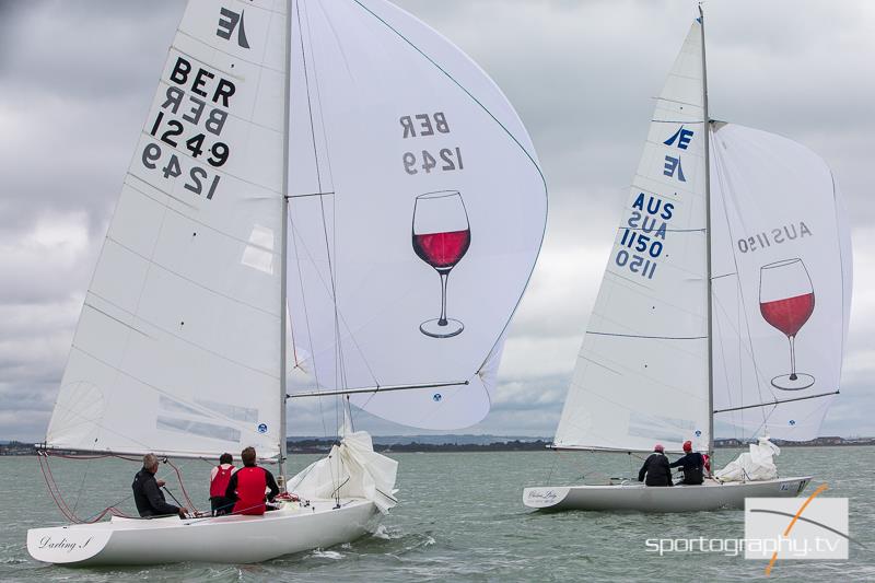 Bill Steele from Perth, Australia and Tim Patton from Bermuda on day 1 of the Etchells Worlds in Cowes photo copyright Alex Irwin / www.sportography.tv taken at Royal London Yacht Club and featuring the Etchells class