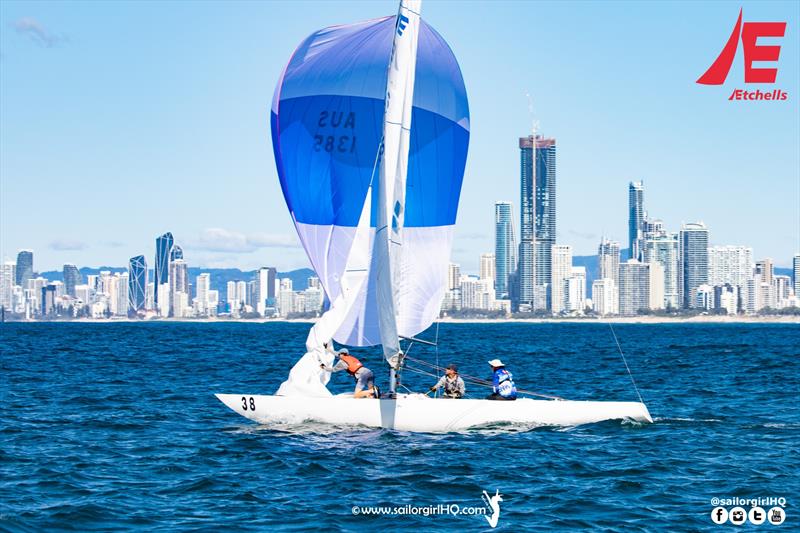 Emotional Rescue in front of Surfers Paradise photo copyright Nic Douglass @sailorgirlhq taken at  and featuring the Etchells class