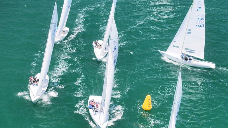 Etchells NSW State Championship 2024 - Top mark photo copyright Terry Calley for Hippodrone taken at Royal Prince Alfred Yacht Club and featuring the Etchells class