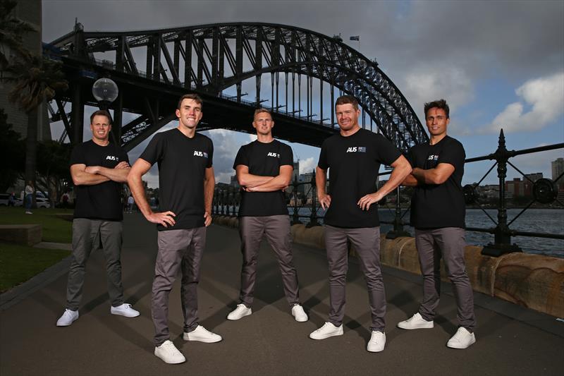 Australia SailGP team (l-r) Sam Newton, Jason Waterhouse, Kyle Langford, Tom Slingsby and Ky Hurst photo copyright Jason McCawley taken at  and featuring the F50 class