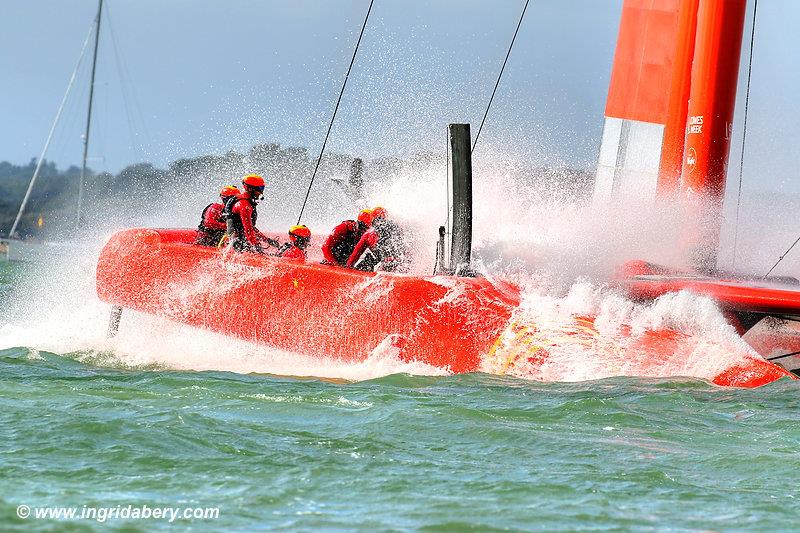 Strong winds for the Cowes SailGP on Sunday photo copyright Ingrid Abery / www.ingridabery.com taken at  and featuring the F50 class