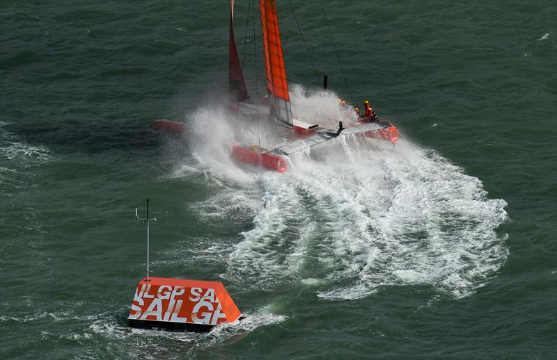 China SailGP Team helmed by Phil Robertson in action in the second race. Cowes, Day 2, August 11, 2019 photo copyright Thomas Lovelock for SailGP taken at  and featuring the F50 class