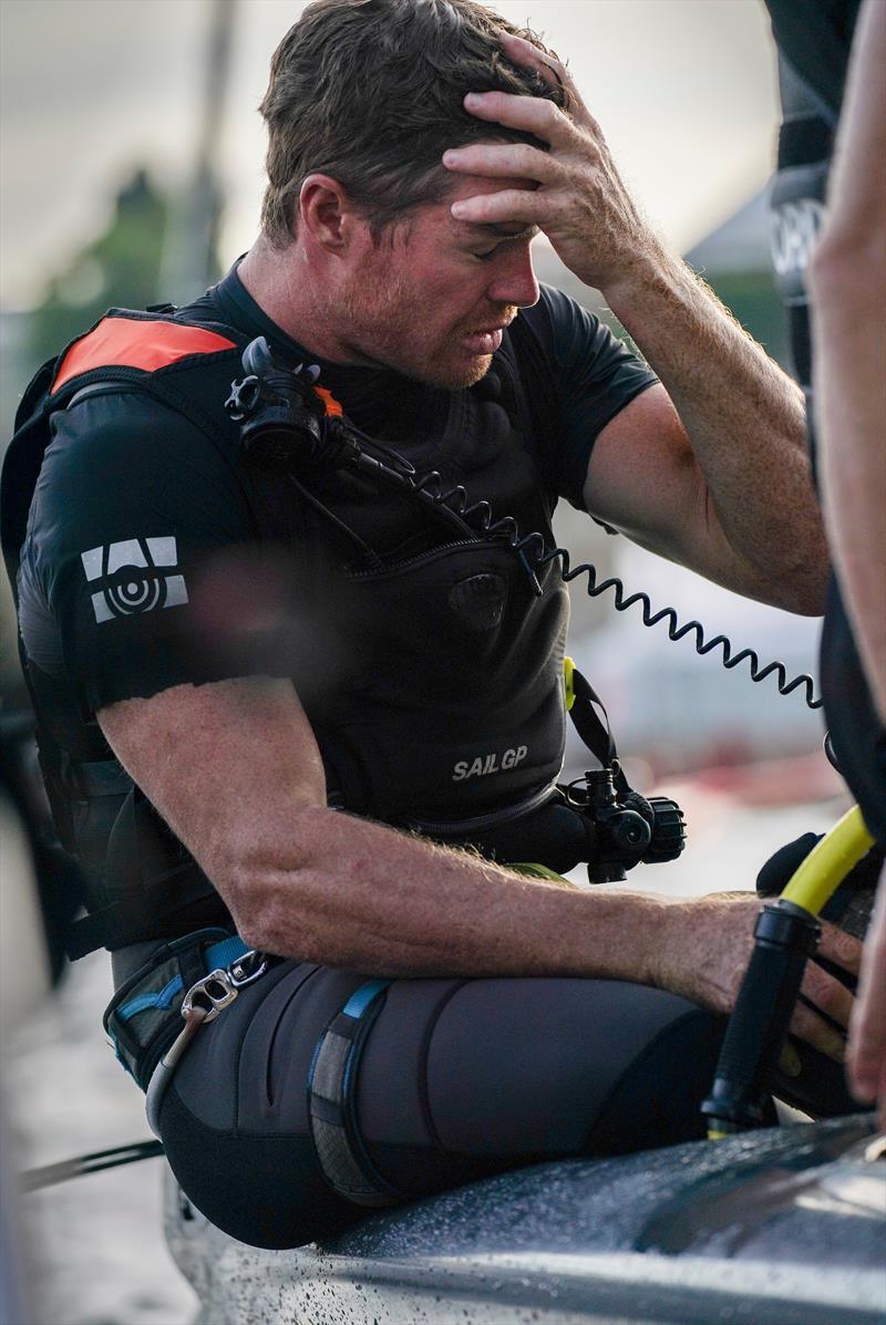 A dejected Tom Slingsby, helmsman of Australia SailGP Team, reacts after losing to Ben Ainslie and the Great Britain SailGP Team in the final match race - SailGP - Sydney - Season 2 - February 2020 - Sydney, Australia photo copyright Sam Greenfield/SailGP taken at Royal Sydney Yacht Squadron and featuring the F50 class