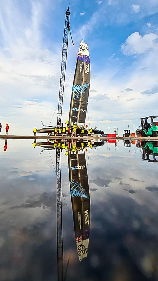 LiveOcean, the NZSailGP F50 is rigged on the SailGP operational racing facility on Cross Island, Bermuda photo copyright NZSailGP taken at Royal Bermuda Yacht Club and featuring the F50 class