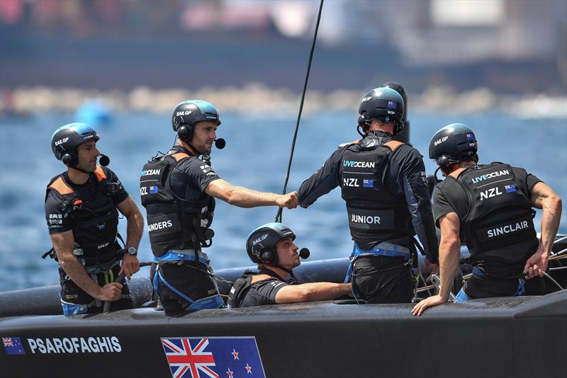 New Zealand SailGP Team helmed by interim skipper Arnaud Psarofaghis celebrate after winning Race 4 on race day 2. Italy SailGP, Event 2, Season 2 in Taranto, Italy. 06 June  - photo © Ricardo Pinto / SailGP