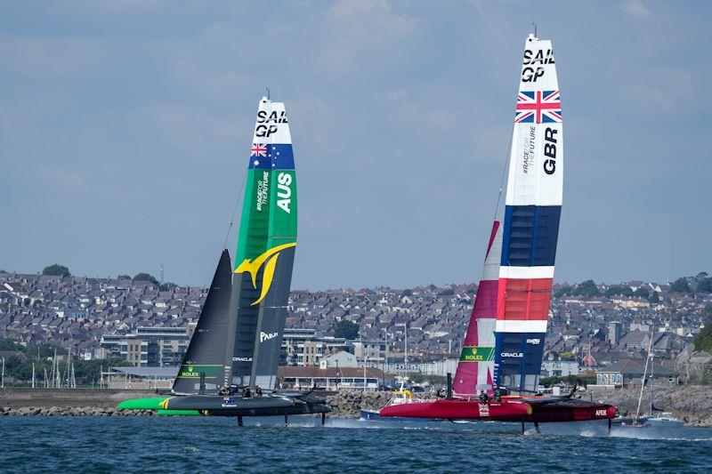 Day 1 at Great Britain SailGP (Event 3, Season 2) in Plymouth photo copyright Bob Martin for SailGP taken at Royal Plymouth Corinthian Yacht Club and featuring the F50 class