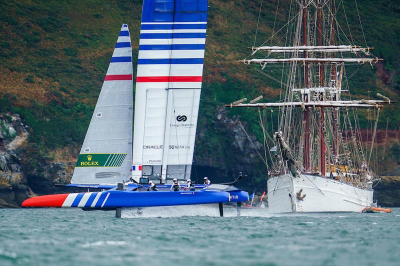 France SailGP Team helmed by Quentin Delapierre in action on Race Day 2 of the Great Britain Sail Grand Prix | Plymouth in Plymouth, England. July 31. - photo © Jon Super/SailGP