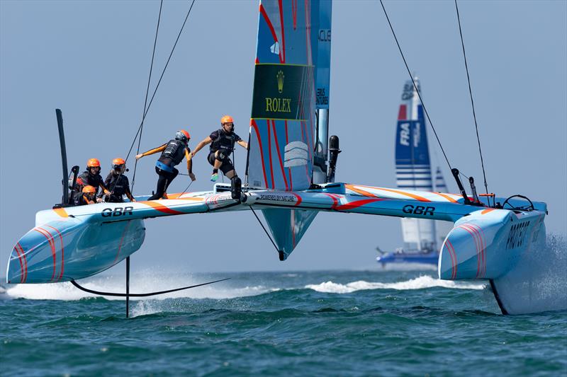 Great Britain SailGP Team helmed by Ben Ainslie in action during a practice session ahead of the Spain Sail Grand Prix in Cadiz, Andalusia, Spain. 23 Sept 2022 photo copyright Ian Walton/SailGP taken at Real Club Náutico de Cádiz and featuring the F50 class