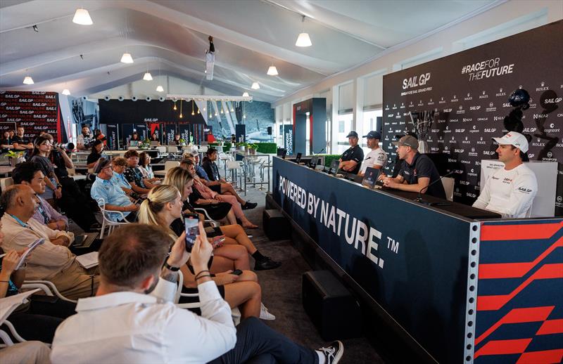 Skippers at a morning press conference ahead of the Singapore Sail Grand Prix - photo © Ian Walton / SailGP