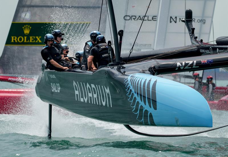 New Zealand SailGP Team helmed by Peter Burling take part in a practice session ahead of the Singapore Sail Grand Prix photo copyright Bob Martin / SailGP taken at Republic of Singapore Yacht Club and featuring the F50 class