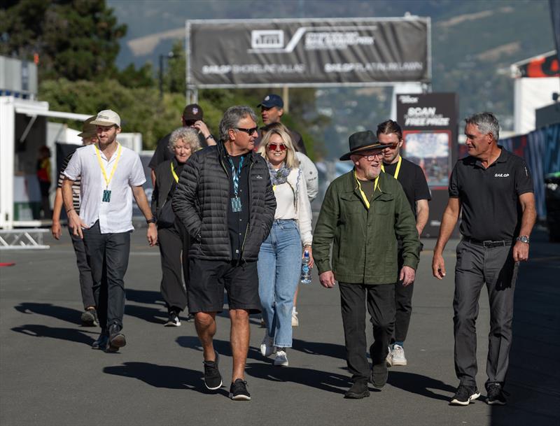 Sir Russell Coutts, SailGP CEO, hosts a technical area tour to Dave Dobbyn on Race Day 1 of the ITM New Zealand Sail Grand Prix in Christchurch. March 23, 2024 - photo © Ricardo Pinto/SailGP