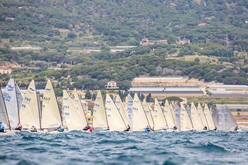 Start of Race 4 at the Finn World Masters photo copyright Robert Deaves taken at Club Nautico El Balis and featuring the Finn class