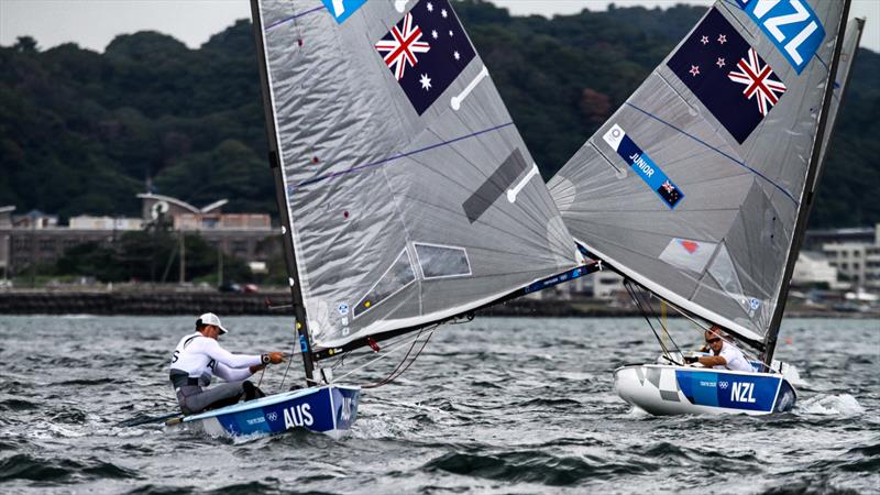 Tokyo2020 - Day 3 - July, 27, - Enoshima, Japan. Finn class, Josh Junior (NZL) photo copyright Richard Gladwell - Sail-World.com / nz taken at Takapuna Boating Club and featuring the Finn class