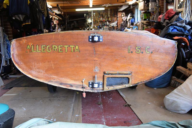 The transom of Allegretta, a very early Finn (since restored to her original beauty)  photo copyright Dougal Henshall taken at  and featuring the Finn class