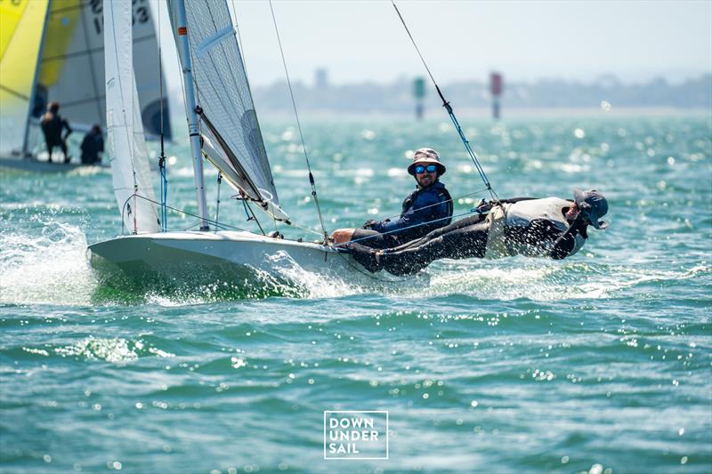 Tom Gordon and Jack Fletcher on Cletus are in the mix after two days - Fireball Worlds at Geelong day 2 photo copyright Alex Dare, Down Under Sail taken at Royal Geelong Yacht Club and featuring the Fireball class