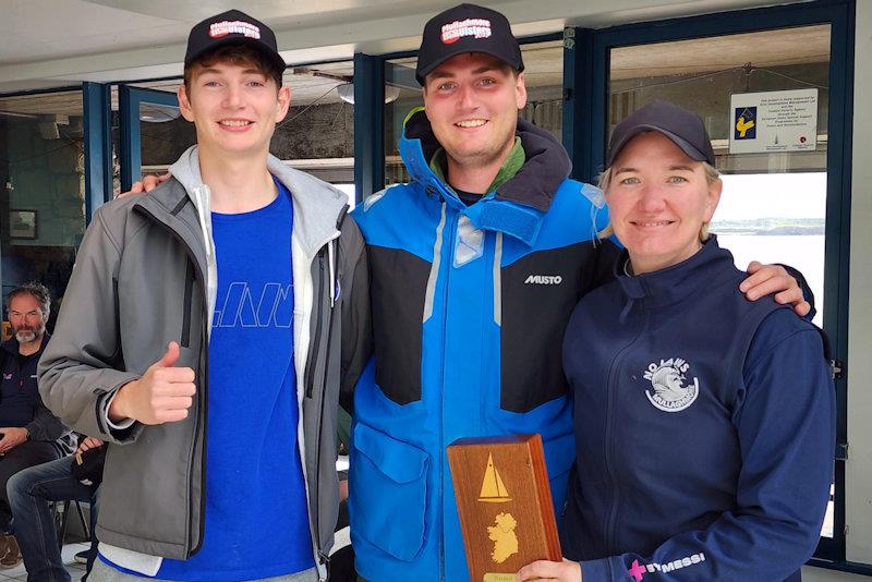 Silver fleet winners (L-R) Harry Thompson and brother Daniel with commodore Jen Farrell - Fireball Ulster Championship at Mullaghmore - photo © Frank Miller