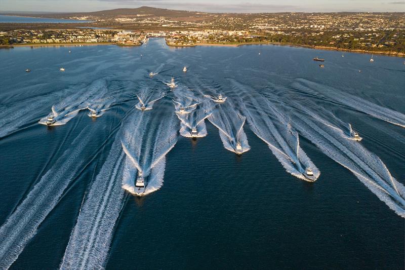 The shotgun start as contestants power towards the fishing grounds - 2019 Riviera Port Lincoln Tuna Classic photo copyright Riviera Studio taken at  and featuring the Fishing boat class