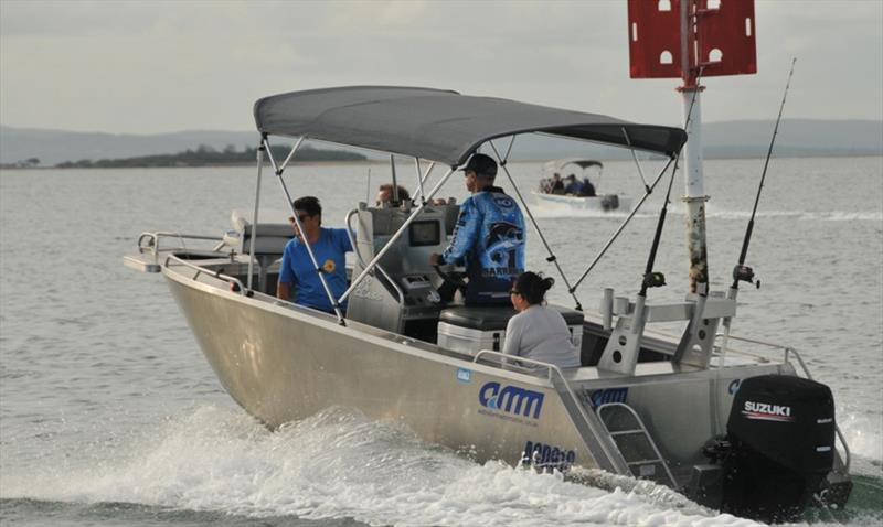 Jeff with wife Sue showing some Canadian friends around Moreton Bay in his AMM Sea Class 4900 Centre Console photo copyright Australian Master Marine taken at  and featuring the Fishing boat class